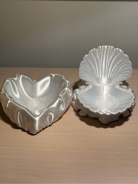 Silk White Decorative Shell & Heart Trinket Tray 3D Printed – Set of 2